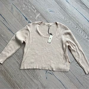 Nightcap Clothing beige scoop neck sweater in small